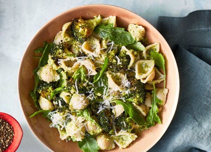 Roasted Broccoli Pesto Pasta