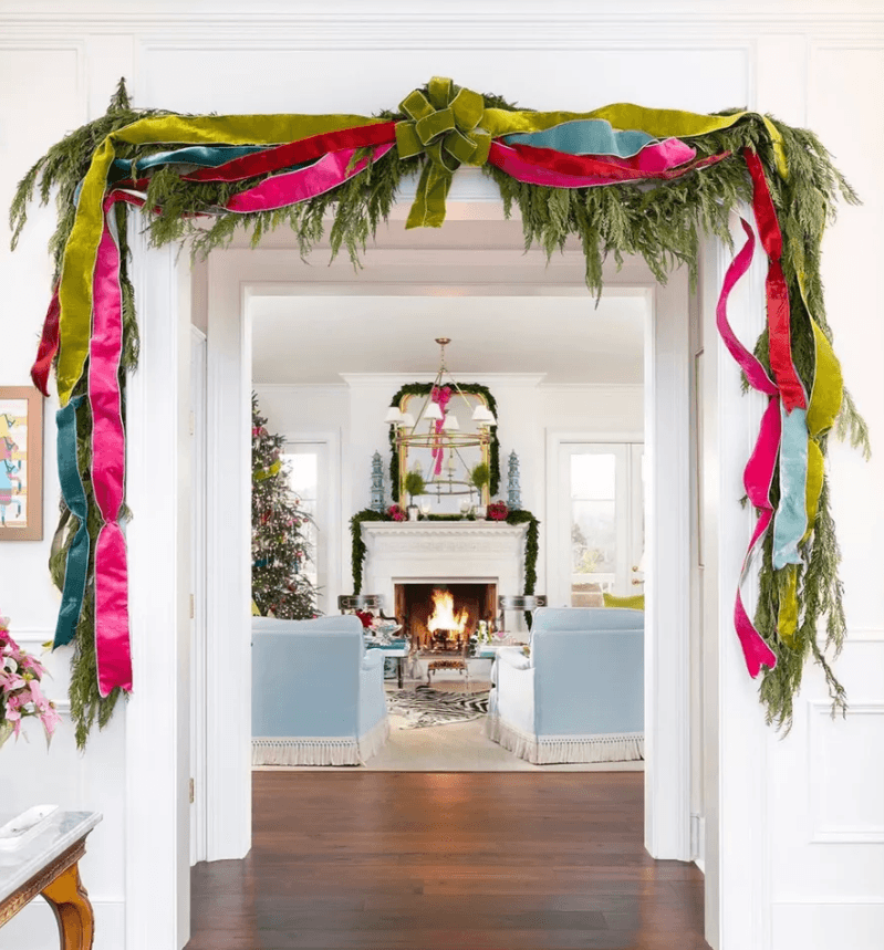 ribbon draped around a doorway by Grace Frederick Design