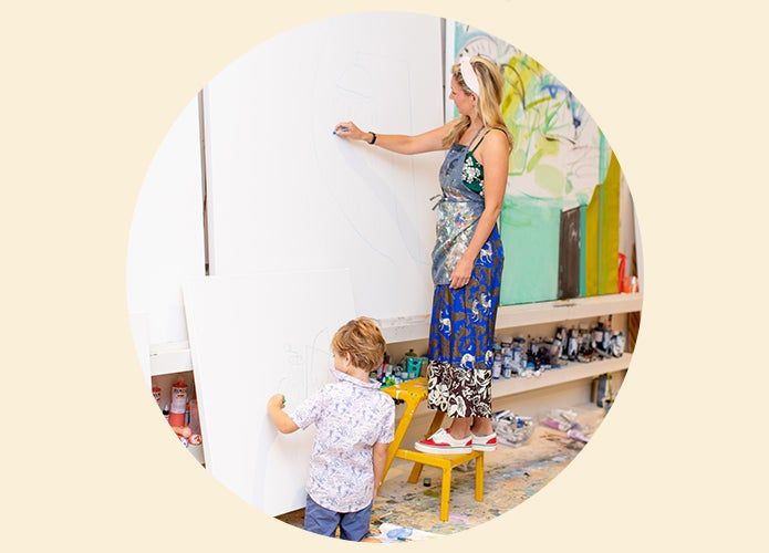 woman and child doing arts and crafts