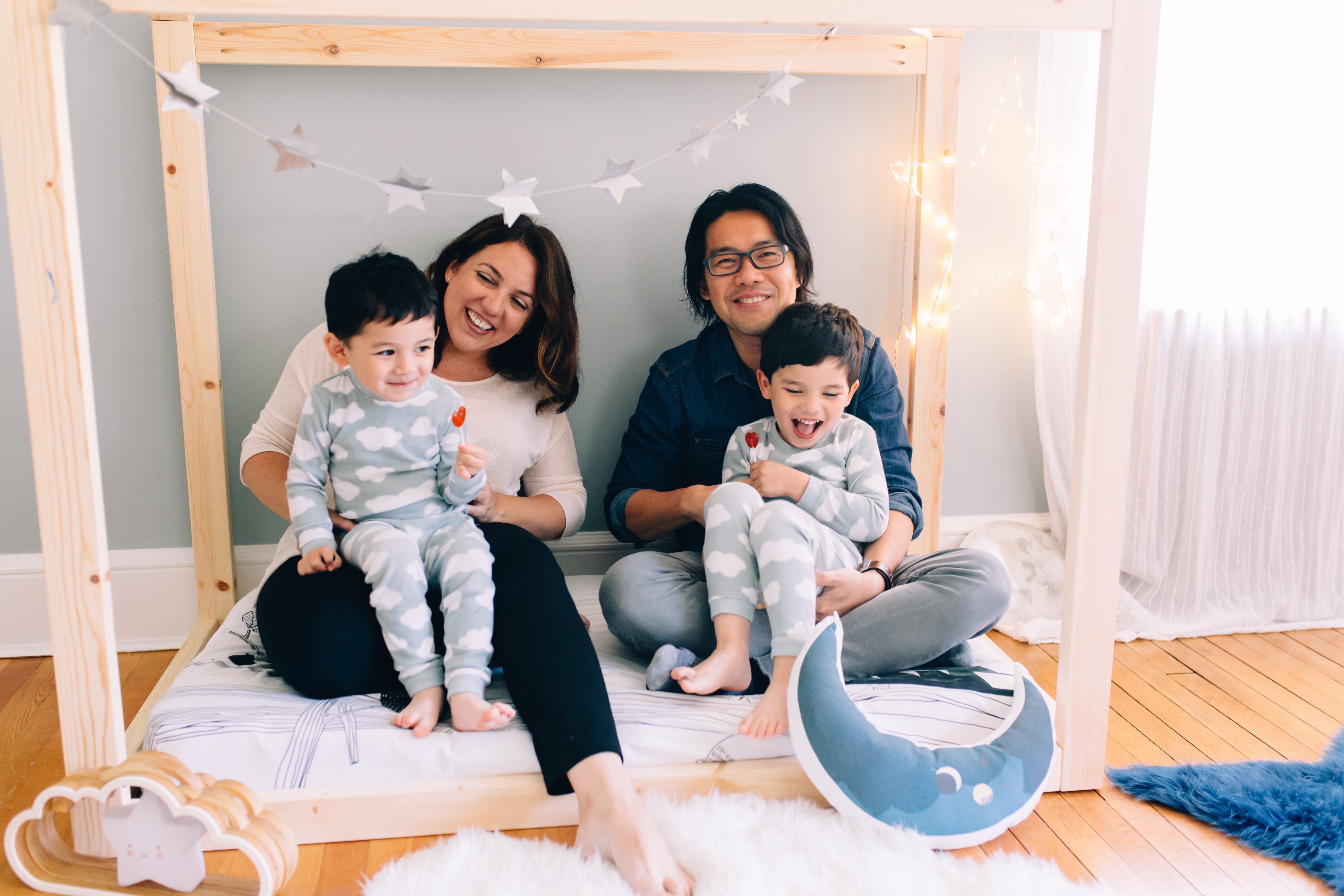 Rookie Humans founder at home with her family