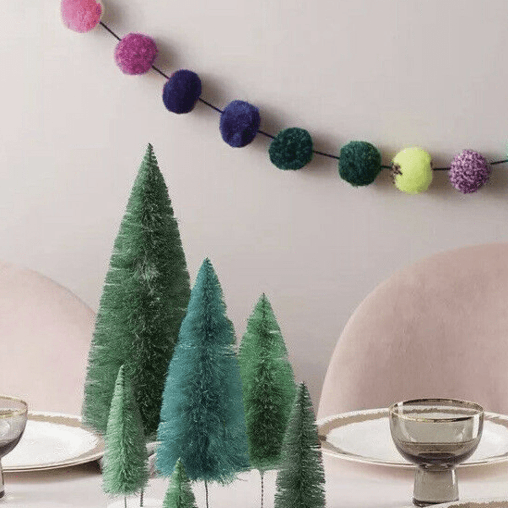 rainbow pom pom Christmas garland from Cody Foster