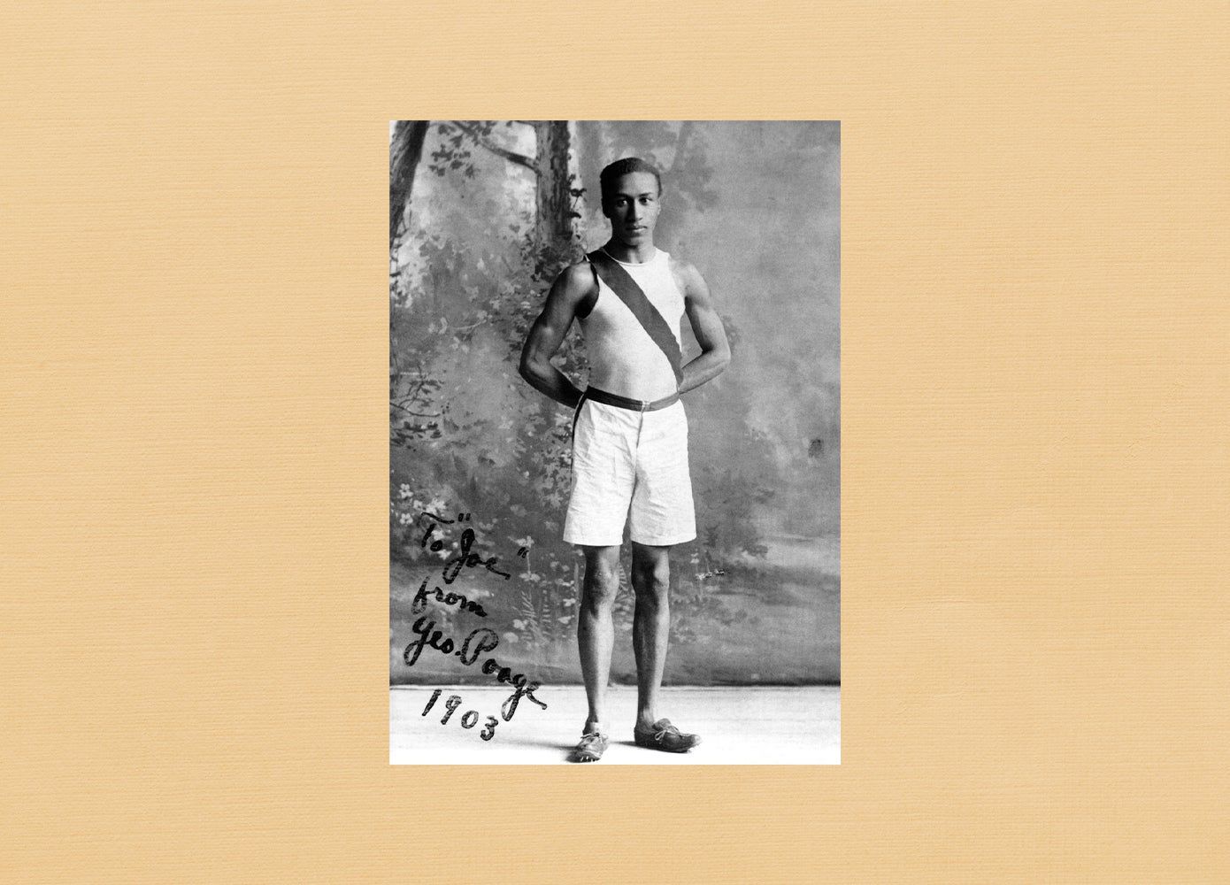 signed portrait of athlete George Coleman Poage