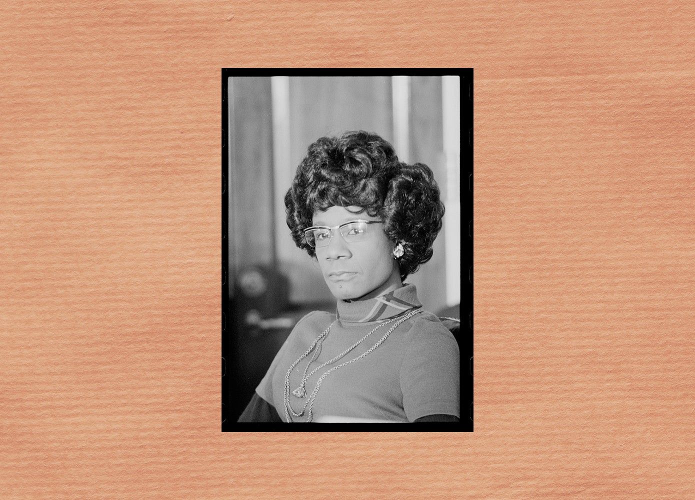 portrait of first African American woman in congress, Shirley Chisholm