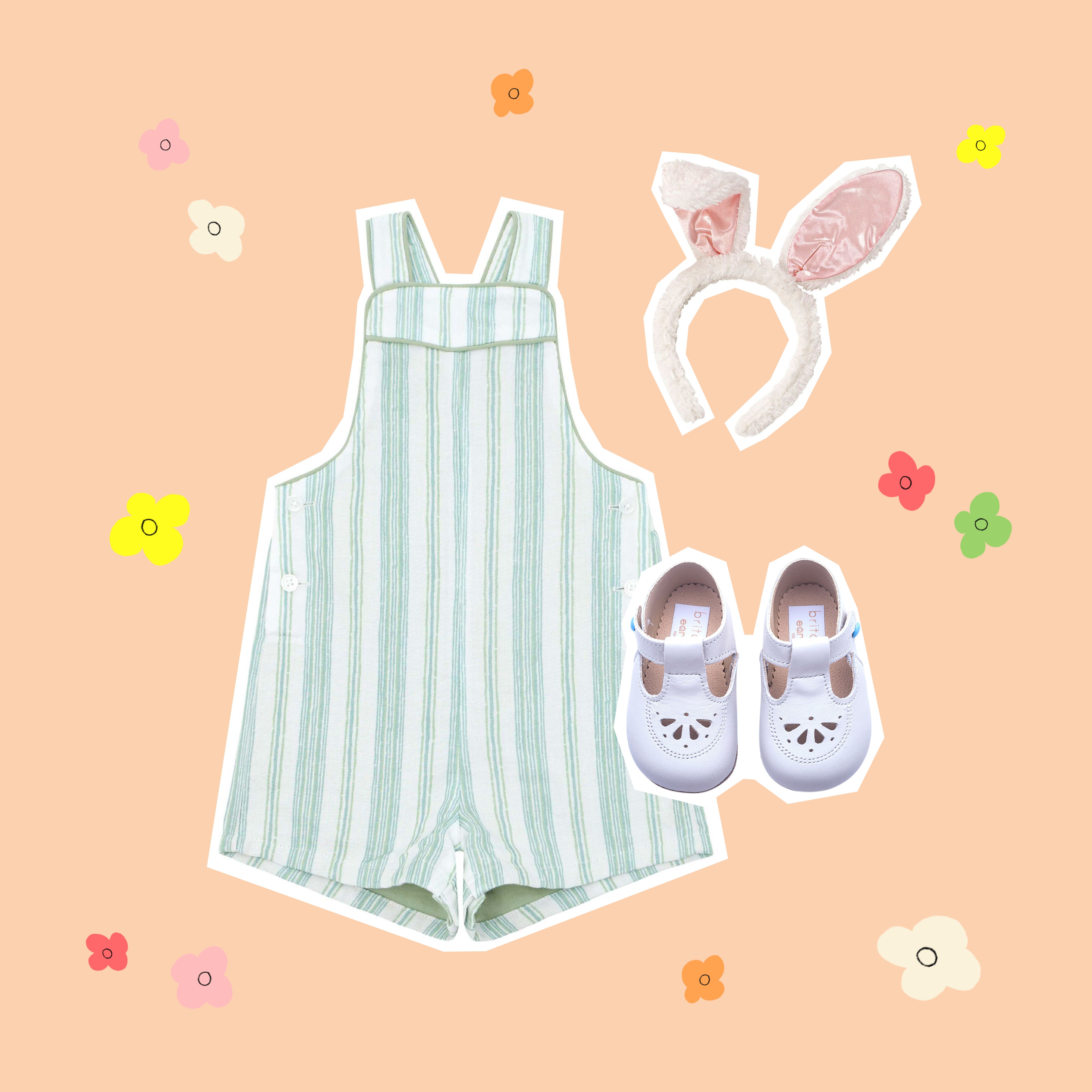 baby Easter outfit in green and white