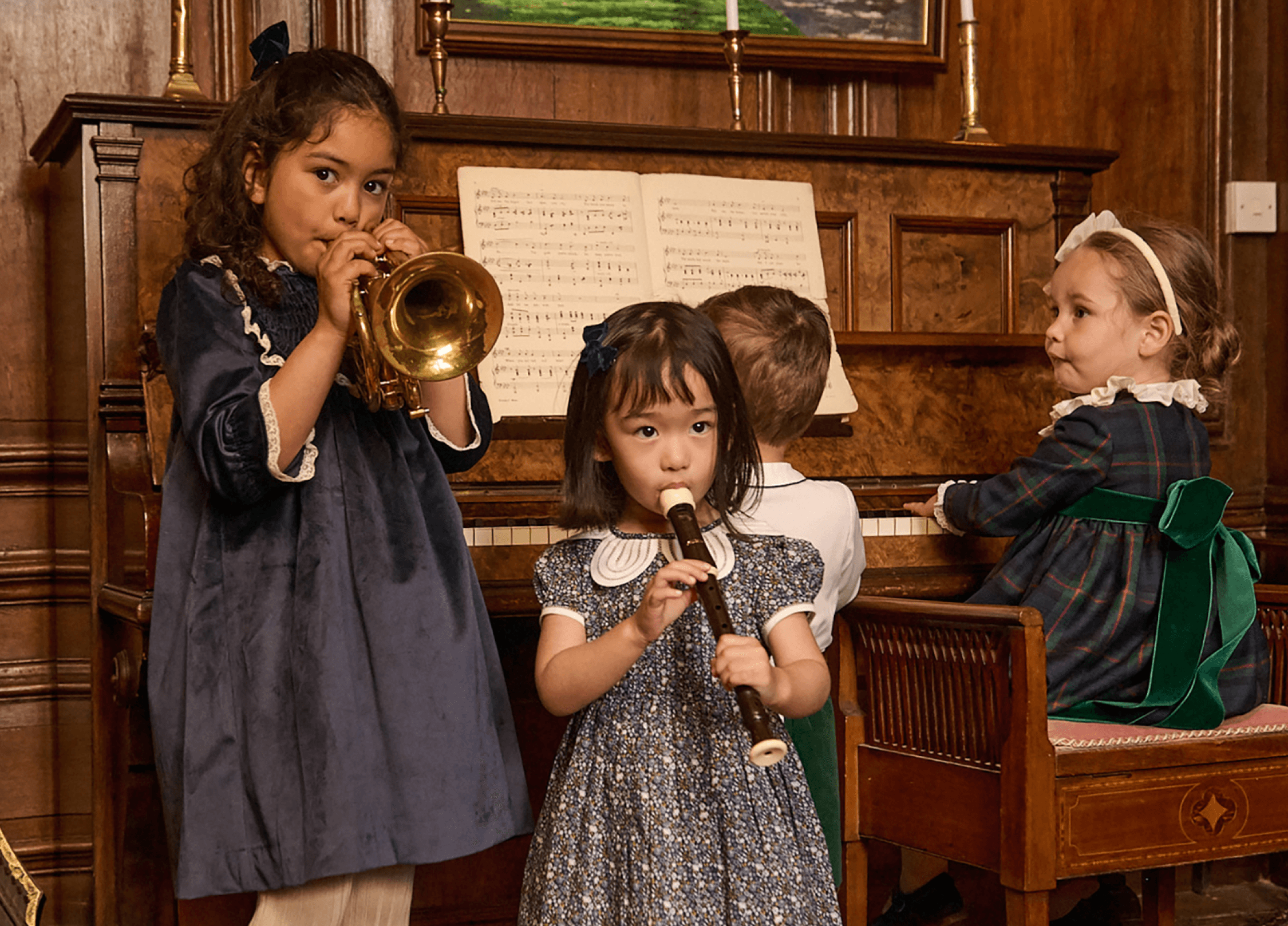 Photo of family wearing matching holiday outfits.