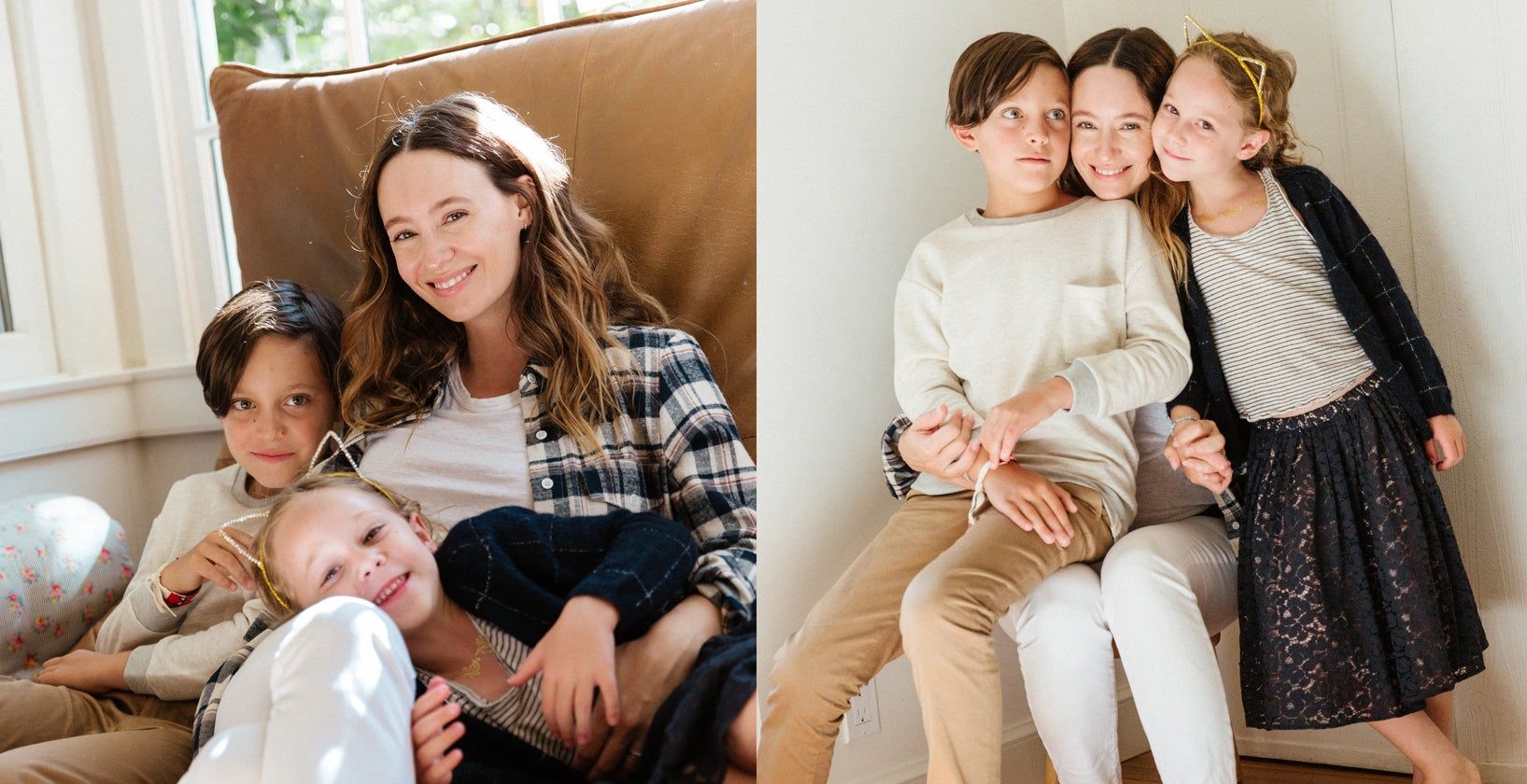Jenni Kayne cuddles with her two children