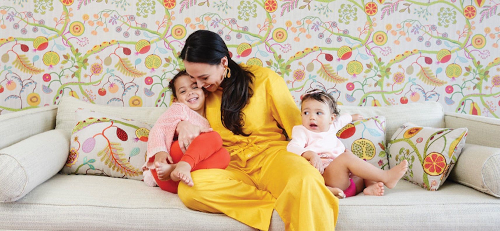 Meena Harris and her daughters at home