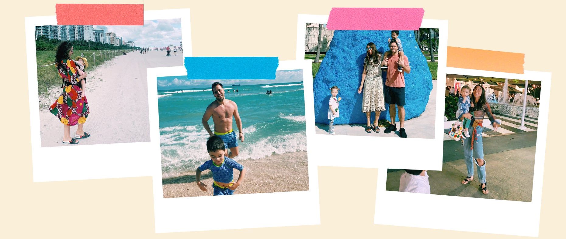 Assorted polaroids of family vacation in Miami