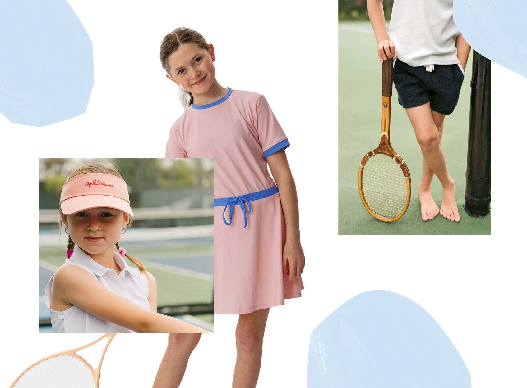 Collage of kids wearing sporty fashion.