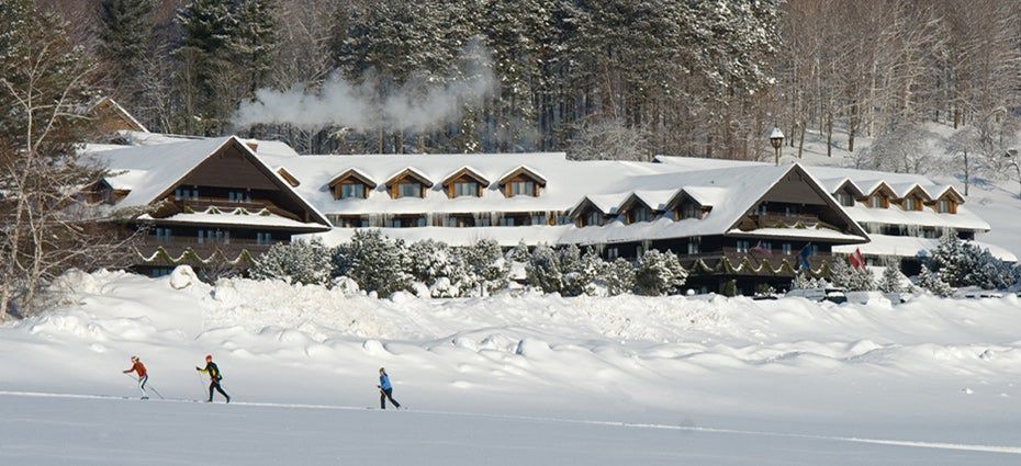 Trapp Family Lodge exterior under snow