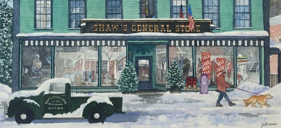 Shaw’s General Store in the snow