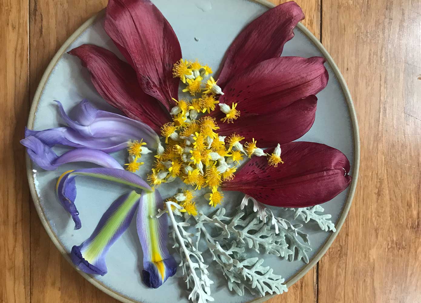 flowers on a plate