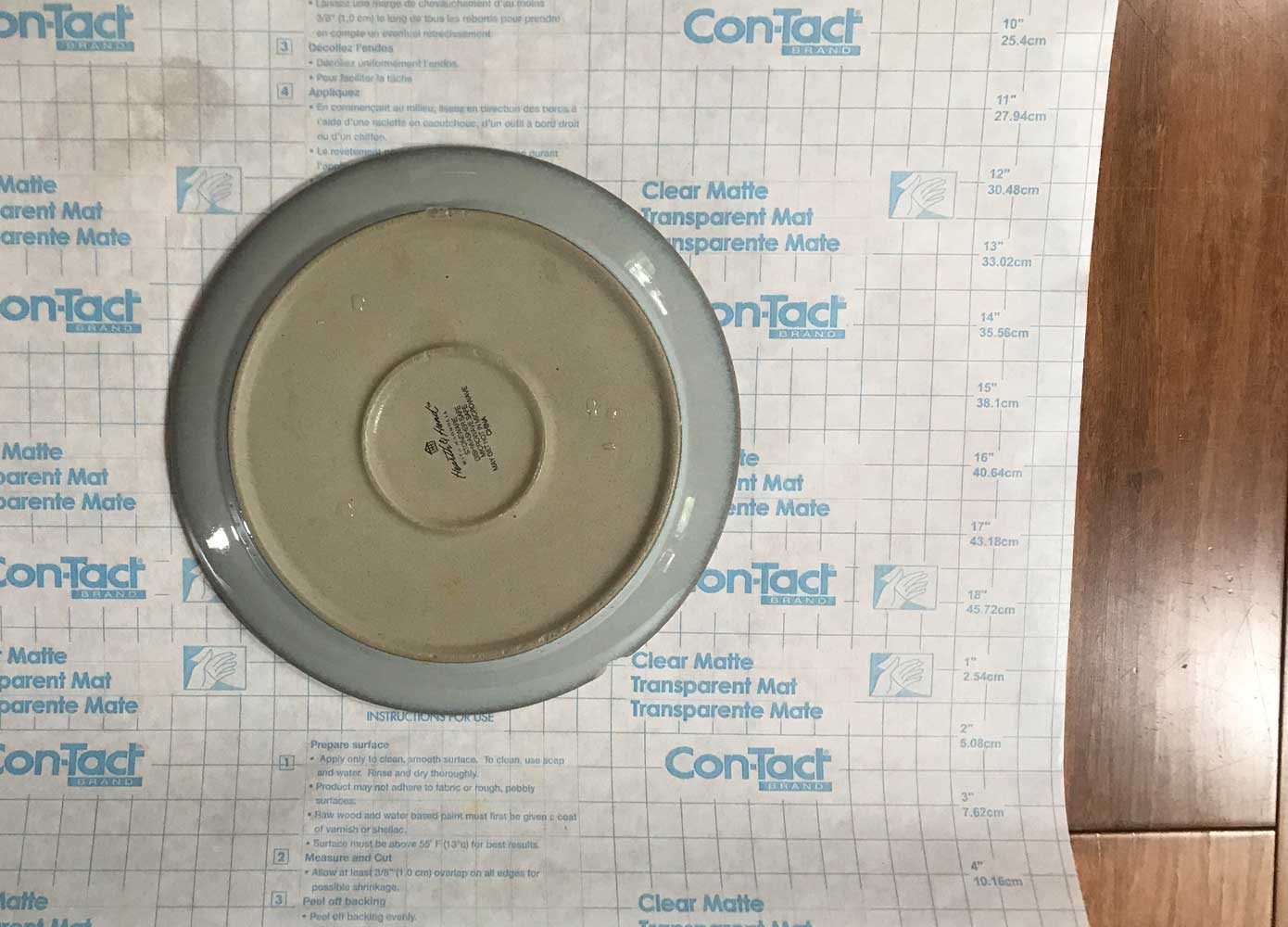 a plate on contact paper