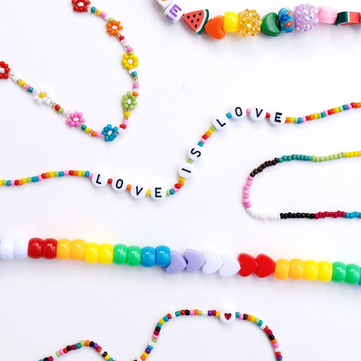 5 Beaded Rainbow Pride-Themed "Allyship" Bracelets