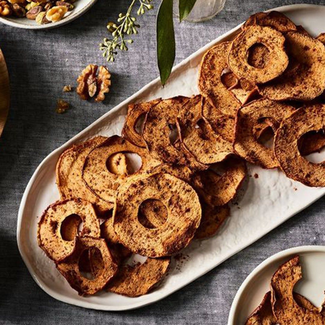apple chips on a platter
