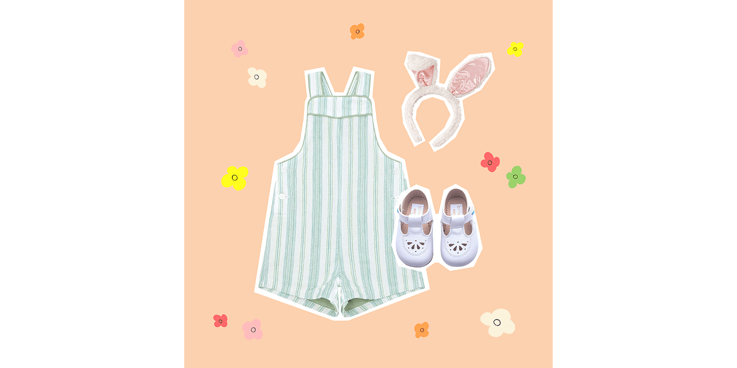 baby Easter outfit in green and white