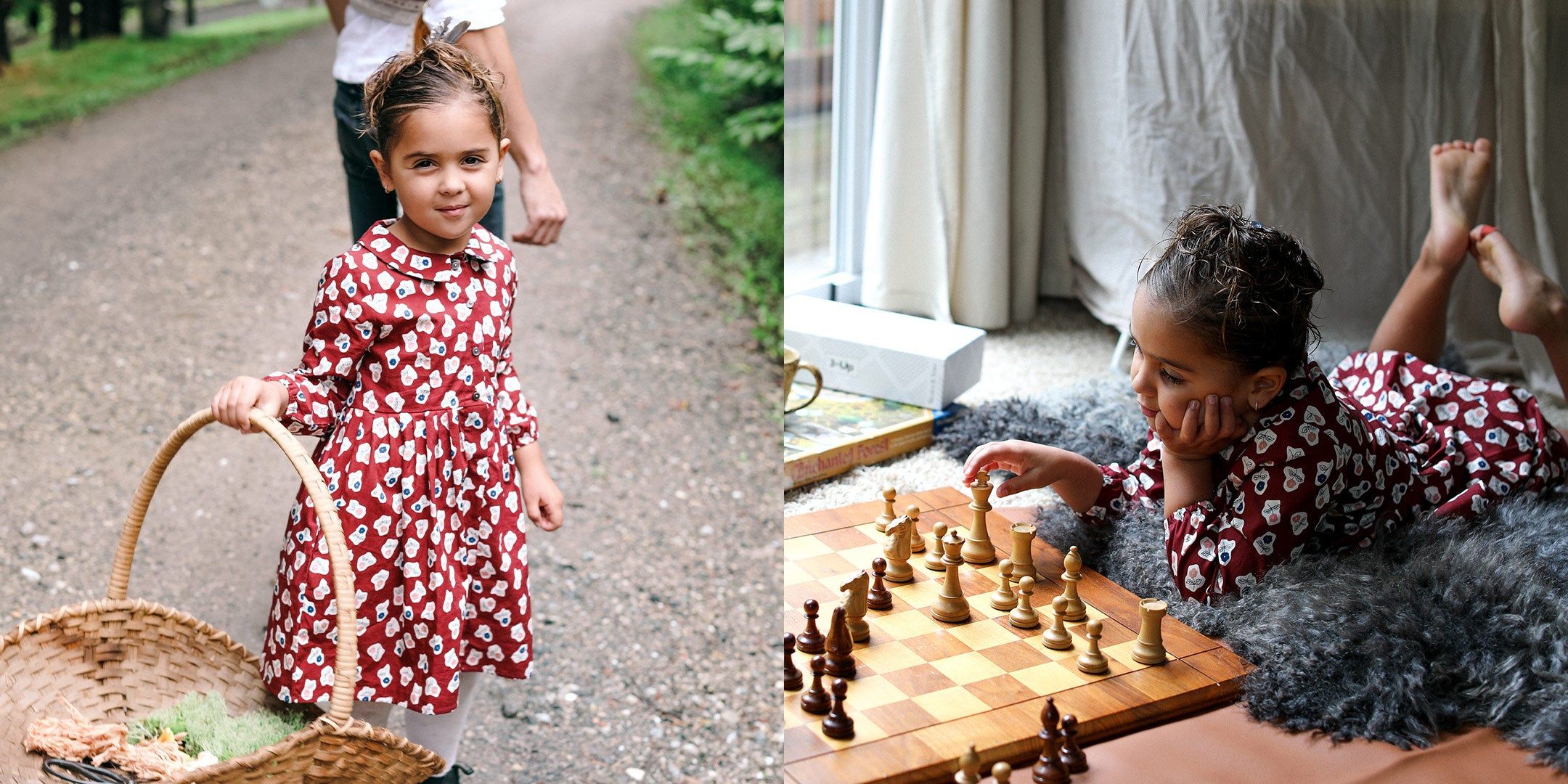 Bela's daughter playing chess and walking outside
