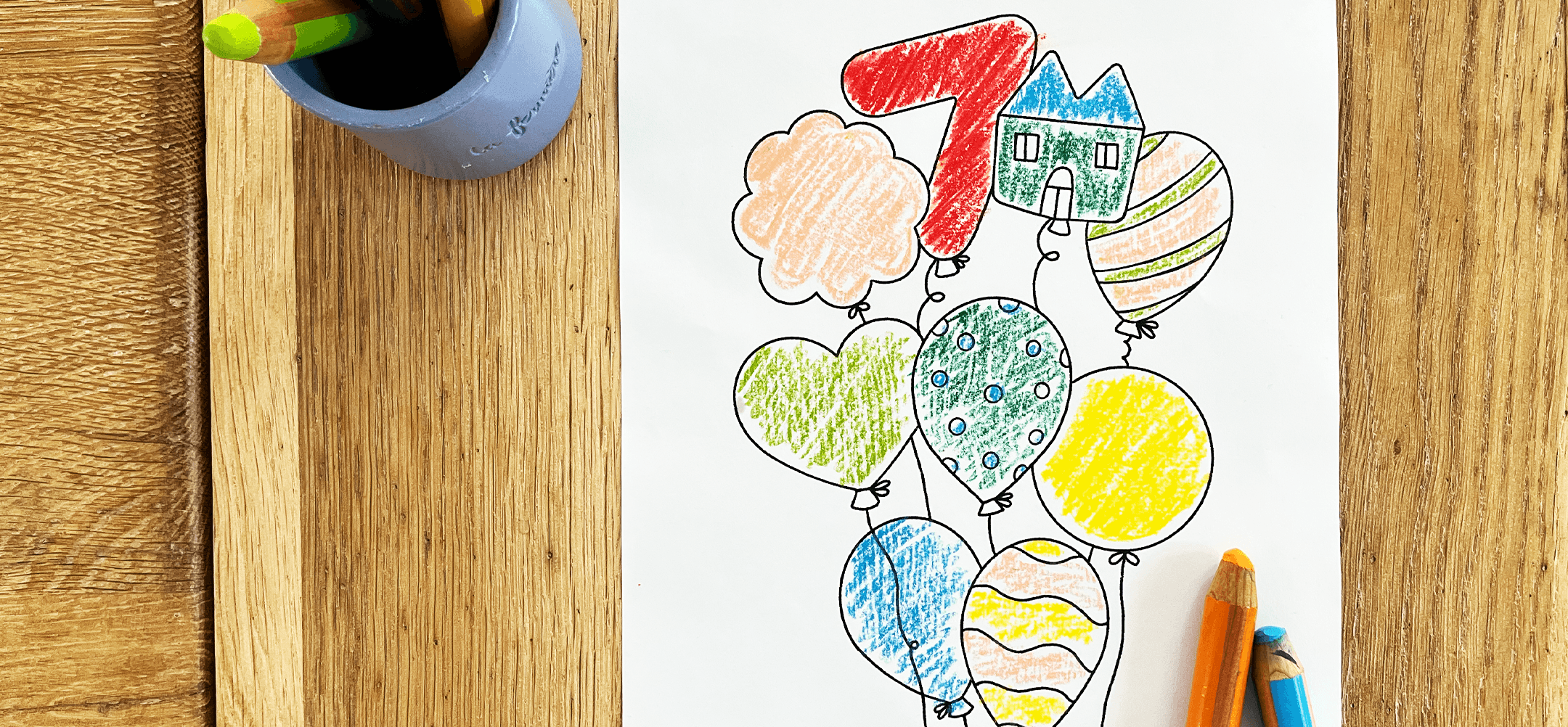 printable coloring page with birthday balloons