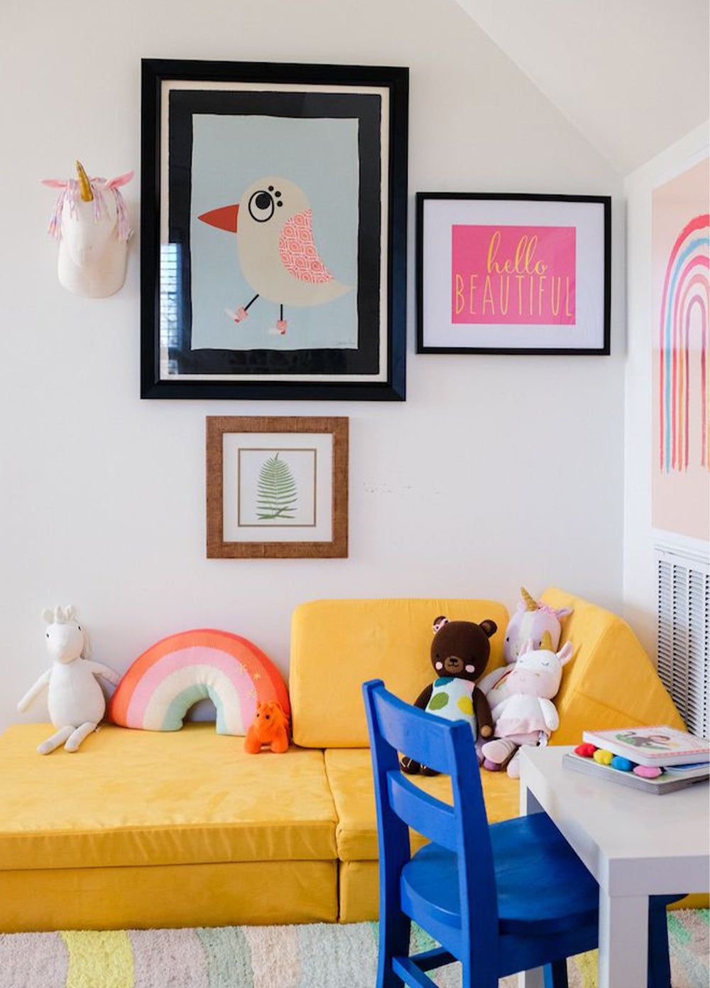 a desk in a child room