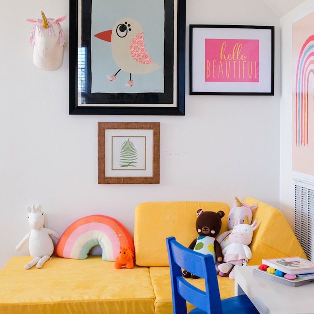 a desk in a child room