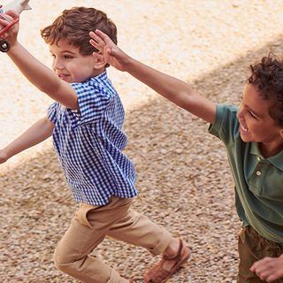 boys running and laughing