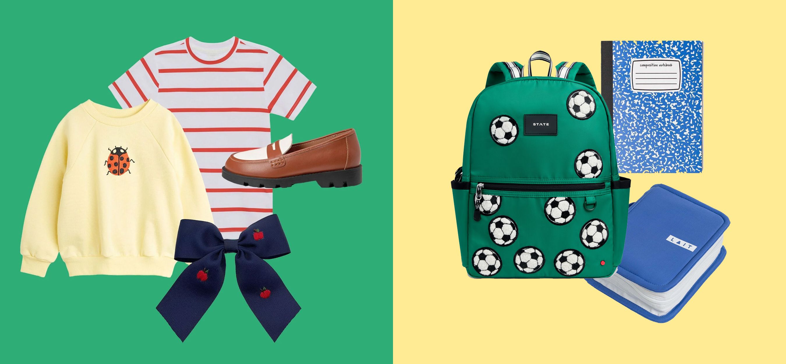 Composition of stylish Back-to-School clothing.