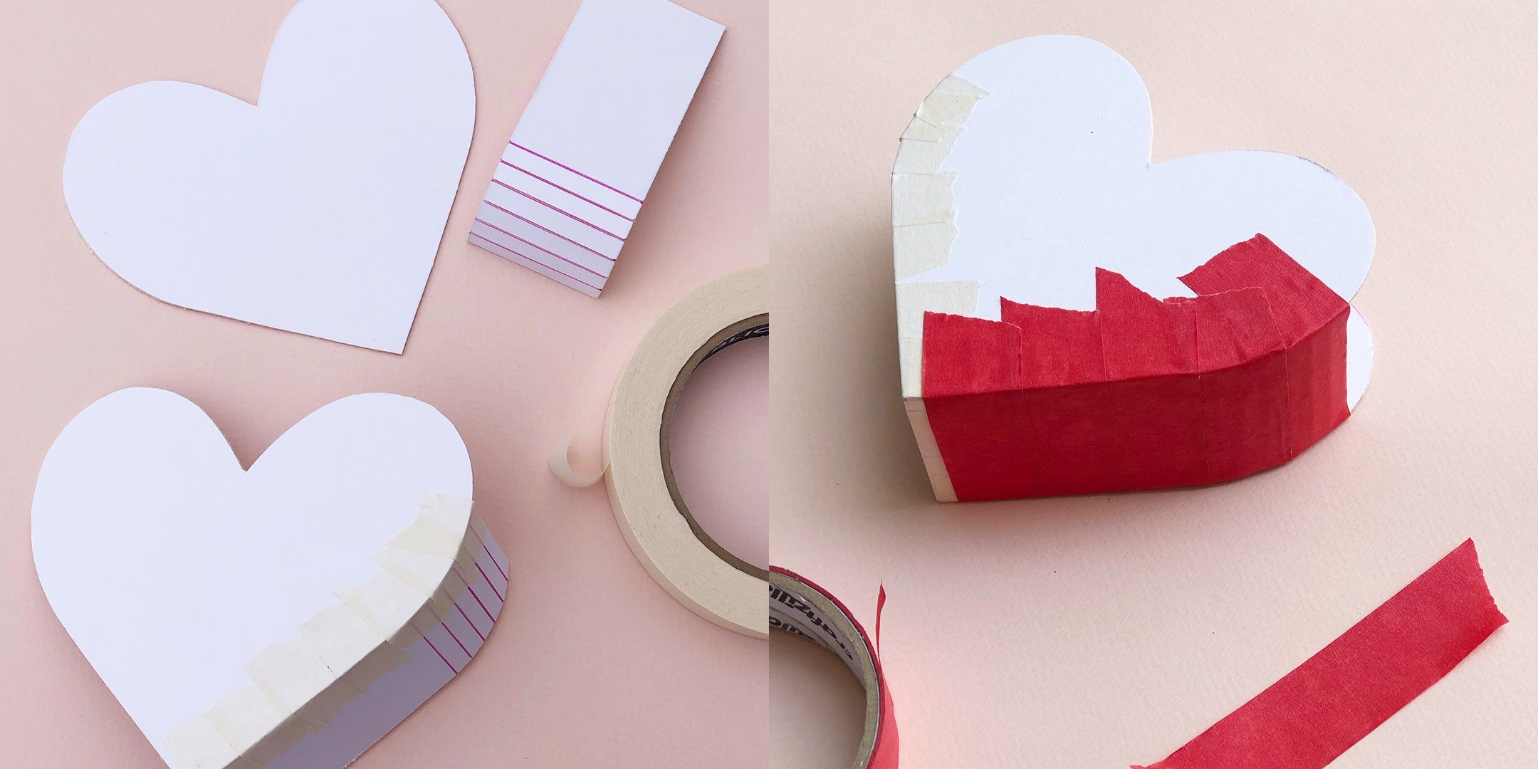 covering heart box with red tape