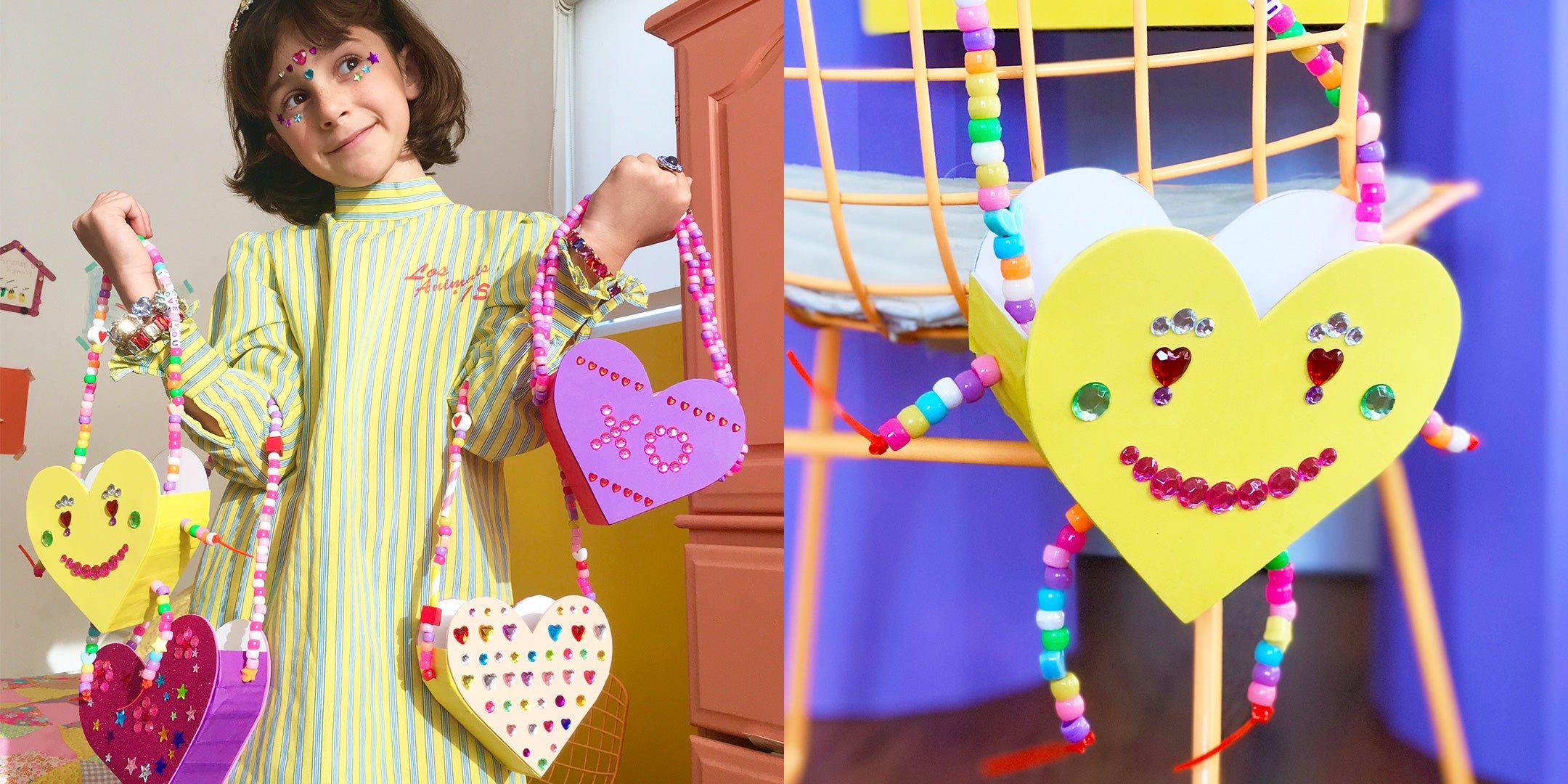 Valentine purse with sticker face