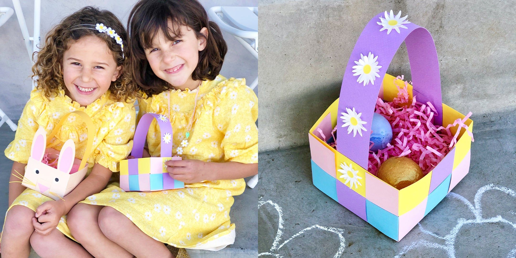 two girls holding Easter baskets