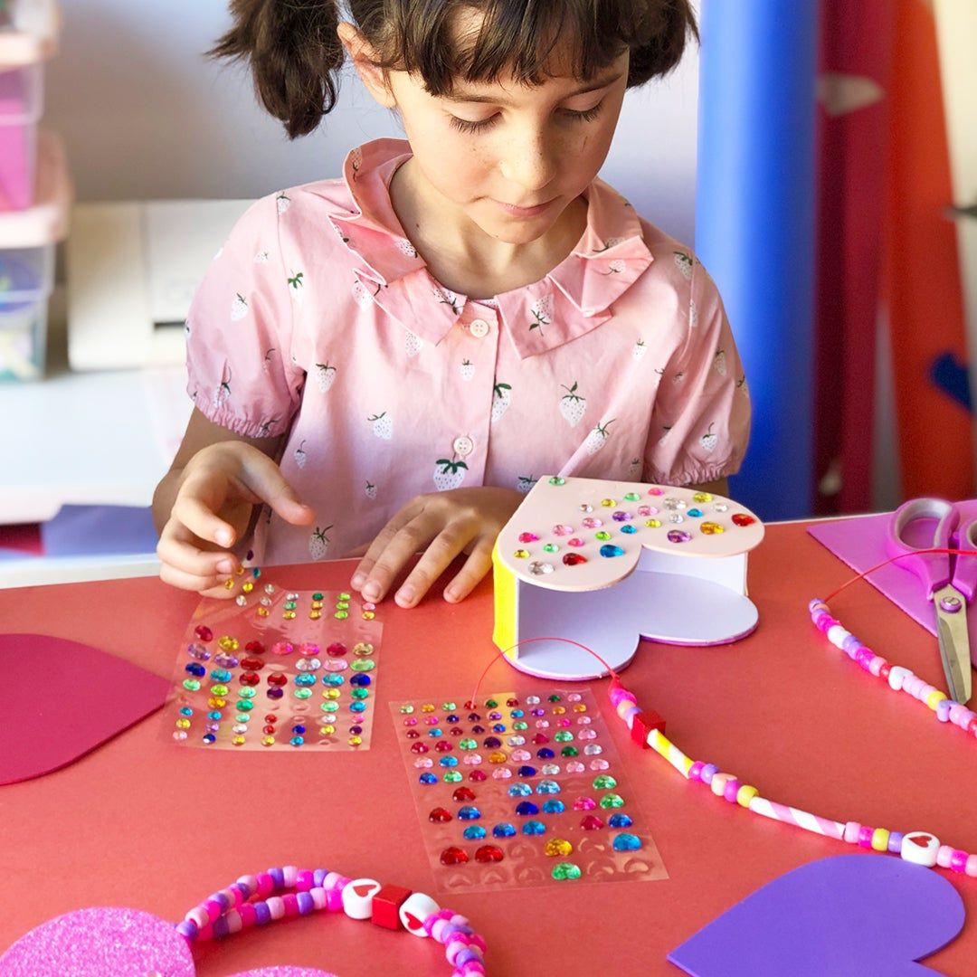 decorating boxes with stick on earrings