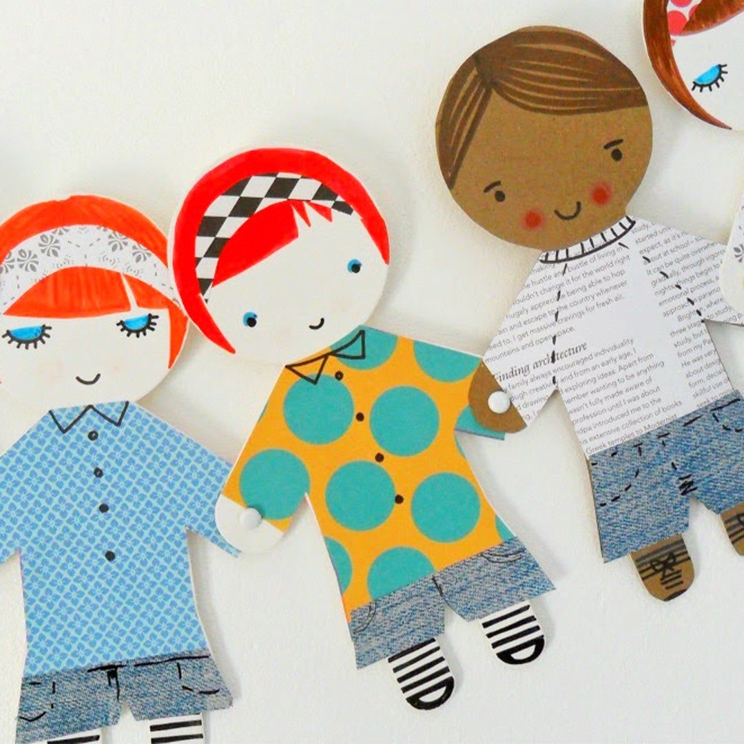Paper doll chain with kids of different backgrounds