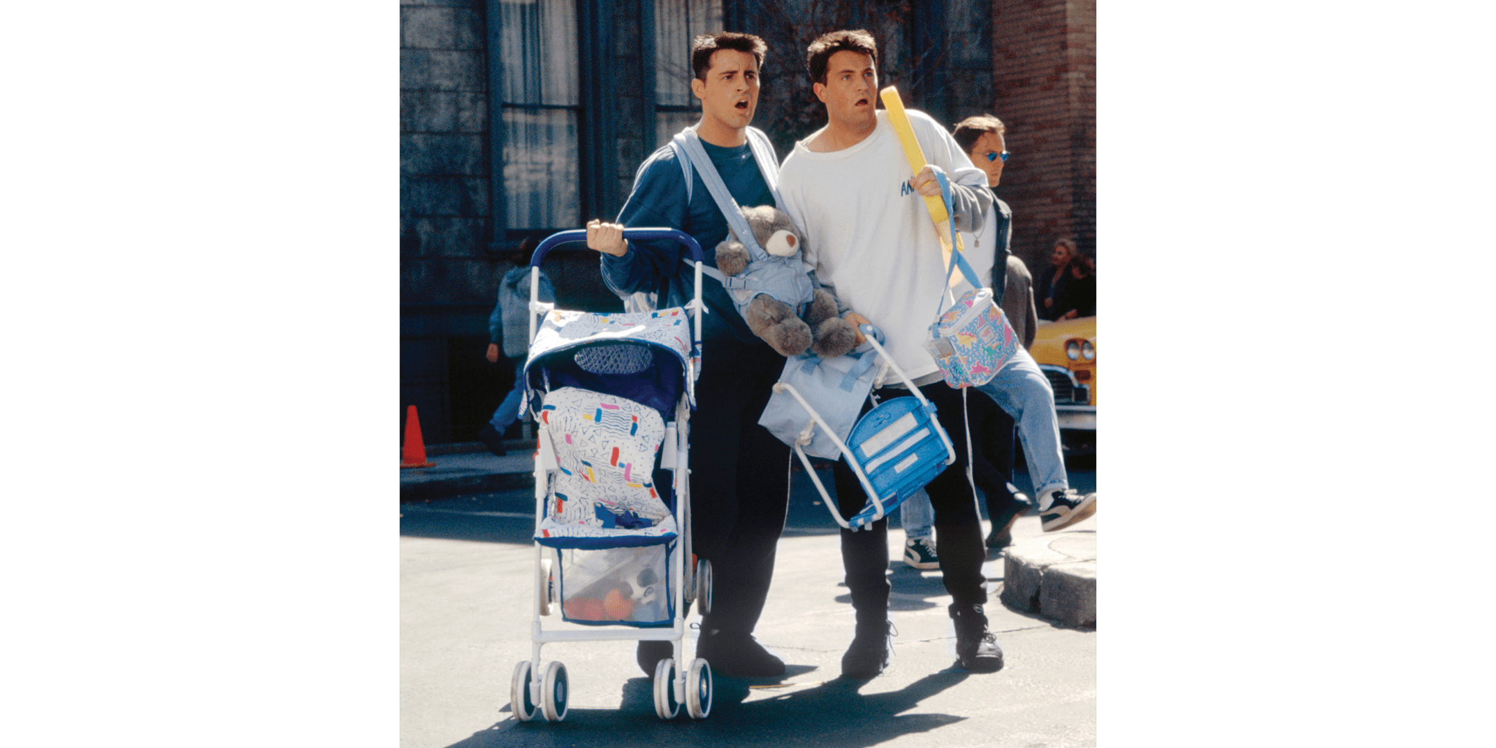 friends actors carrying baby gear