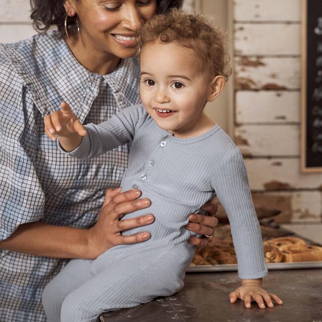 one year old girl with her mother