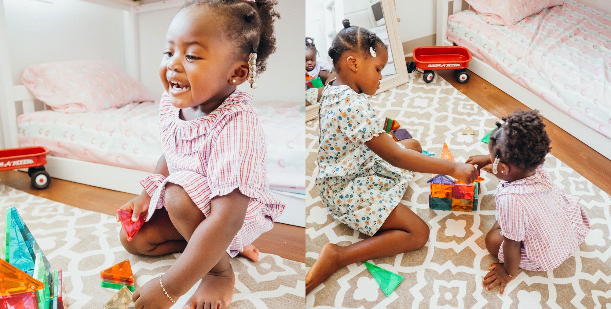 Geena's daughters playing with toys