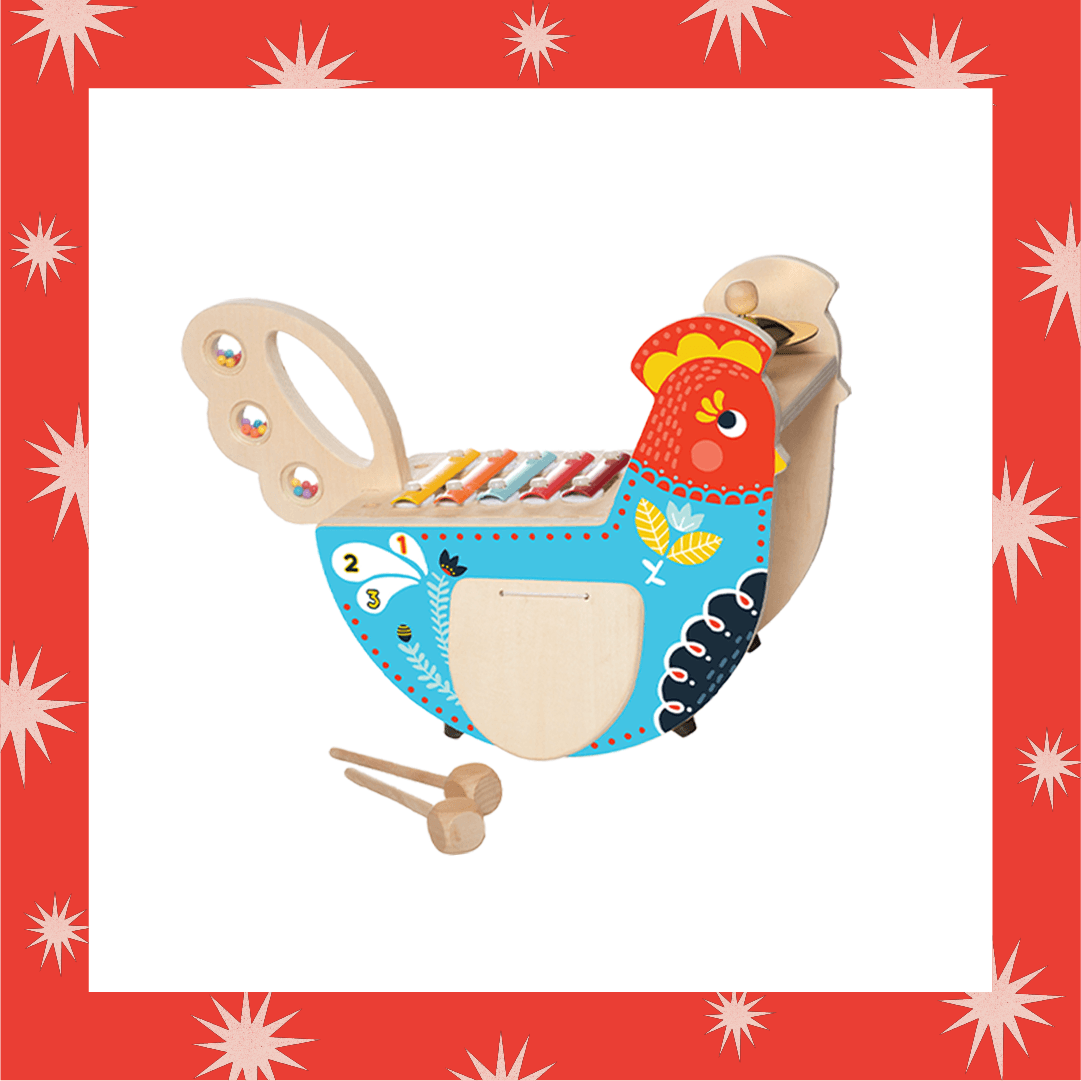 a Musical Chicken toy from Manhattan Toy is a gift for musical kids