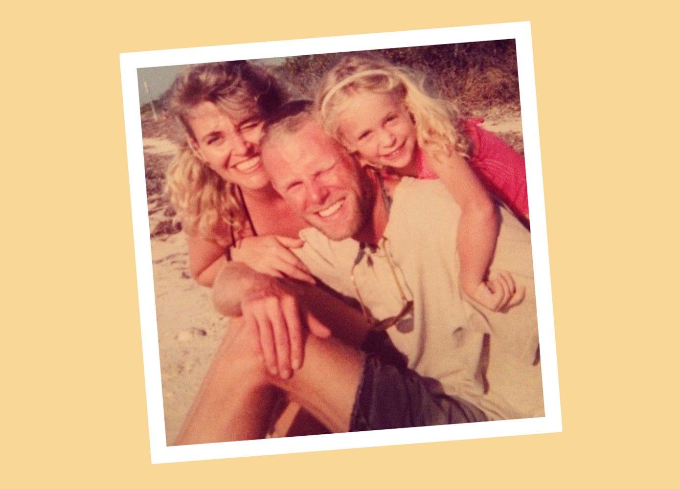 Maisonette team member Hanna Condon on the beach with her dad and mom