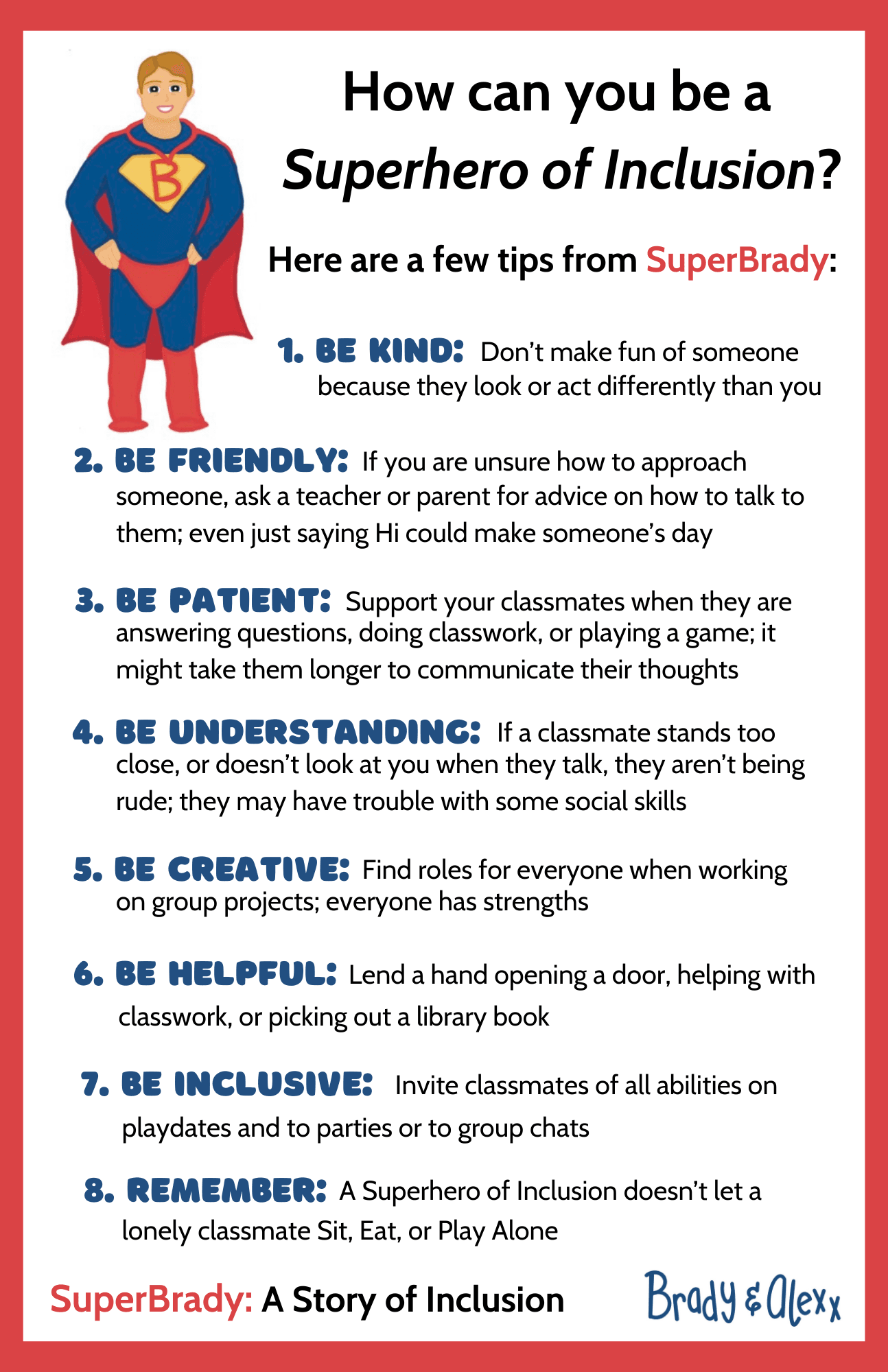 Brady & Alexx's tips to be a Superhero of Inclusion