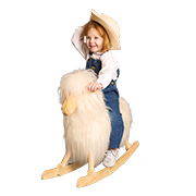 child on wooden horse