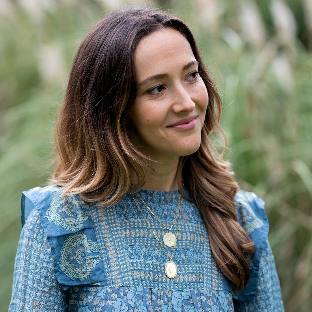 Jessica Hendricks Yee portrait in Sea dress and Zahava necklaces