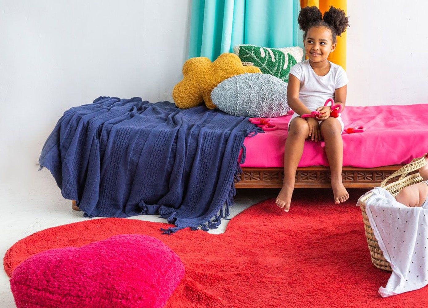 young girl on her bed