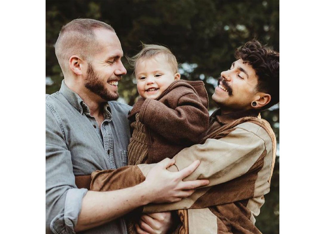Elliot and Matthew Durt with daughter Uma