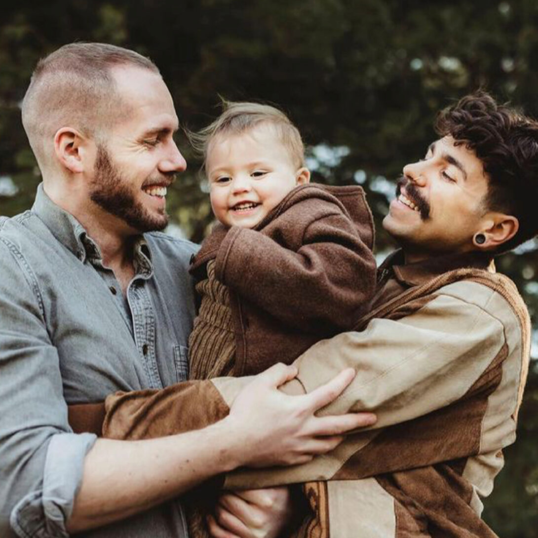 Elliot and Matthew Durt with daughter Uma