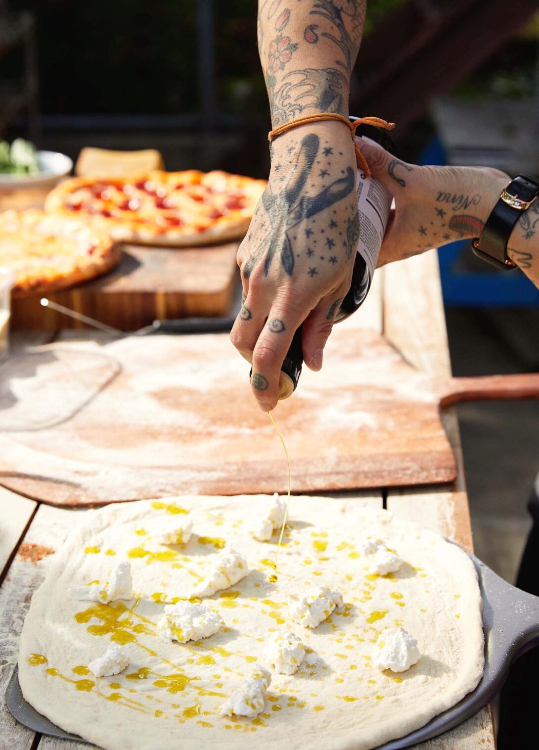 making pizza