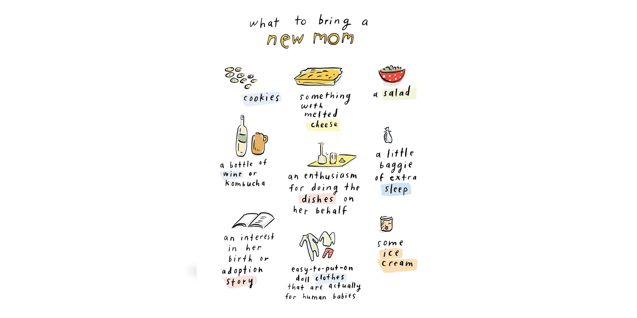 what to bring a new mom
