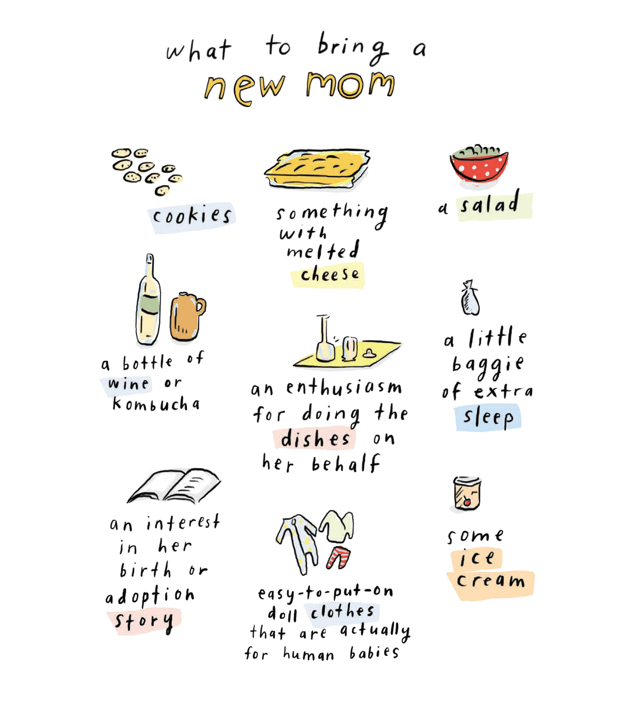 what to bring a new mom