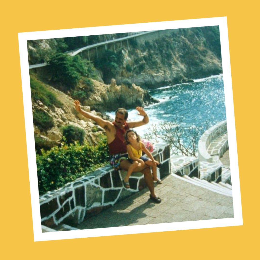 Maisonette team member Oriana Castro-Ramirez with her father by the ocean