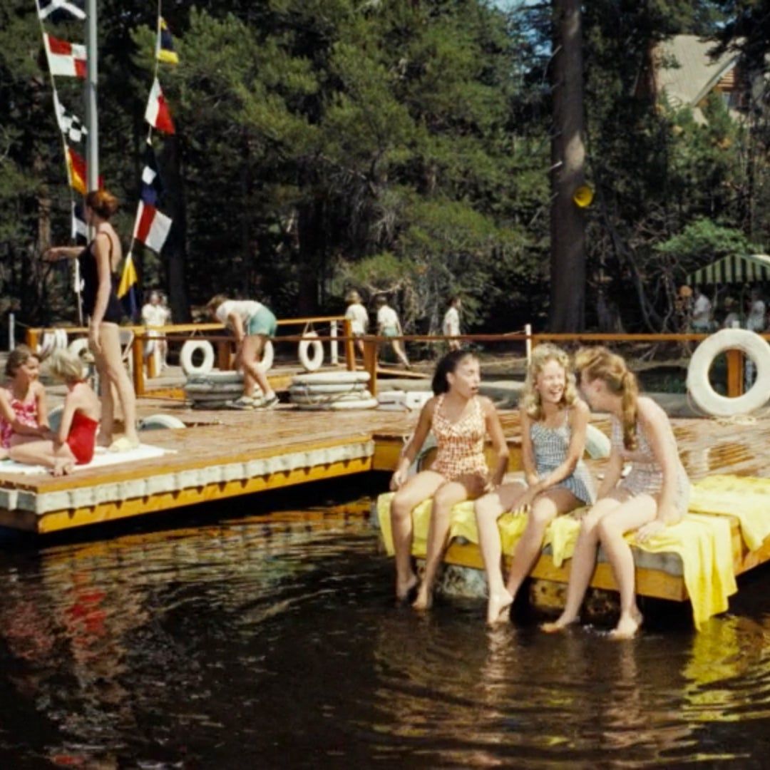 campers at a lake