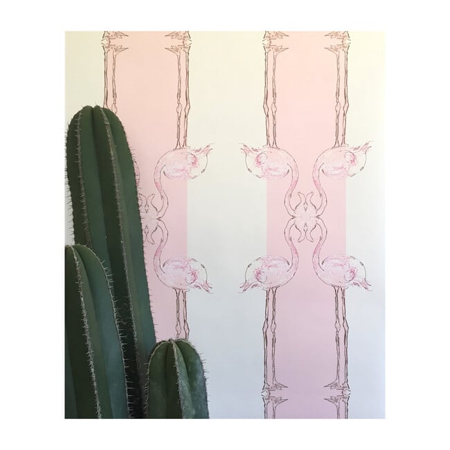 Flamingos On the Line Wallpaper