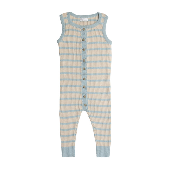 Striped Knit Playsuit, Mint Stripe - Onesies - 1