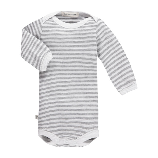Heathered Stripe Bodysuit, Modern White - Onesies - 1